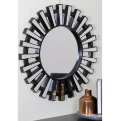 Northlight 25.5" Black Sunburst Round Wall Mounted Mirror -Northlight GUEST bfd3352e 94e1 4447 80b5 0247156ba9be