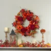 Northlight Leaves And Flowers Fall Harvest Wreath - 24-Inch, Unlit -Northlight GUEST c191f948 b28f 469e 878f 3d476e7ae236