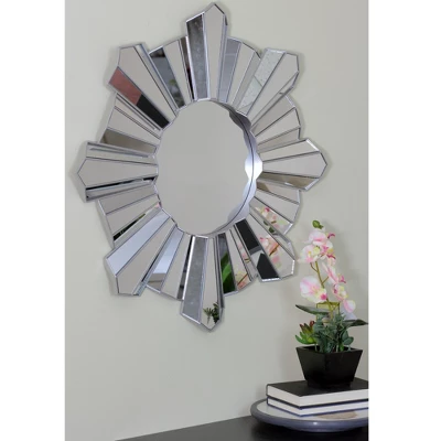 Northlight 25" Silver Matte Sunburst Wave Glass Round Wall Mirror 5 Northlight 25" Silver Matte Sunburst Wave Glass Round Wall Mirror - Image 3