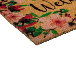 Northlight Natural Coir Blossoming Floral Outdoor Rectangular "Welcome" Doormat 18" X 30" -Northlight GUEST c641e78f 88f0 4bdc 804c 89cb0f0ff359