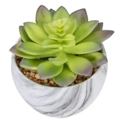 Northlight 4" Green And Purple Artificial Succulent In Faux Marble Pot -Northlight GUEST c75b46e4 c305 4207 93b3 df37b12fcbd2