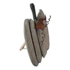 Northlight 15" Small White Wooden Fall Harvest Pumpkin With Leaves And Stem -Northlight GUEST c8a038c3 6f11 4b3c a941 e6b4bdcb4cda