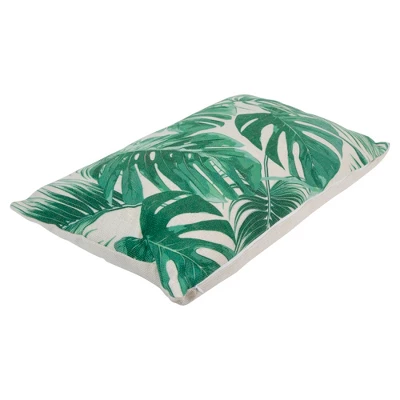 Northlight 11" X 19" Rectangular Tropical Leaves Linen Indoor Throw Pillow - Green 4 Northlight 11" X 19" Rectangular Tropical Leaves Linen Indoor Throw Pillow - Green - Image 2