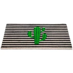 Northlight Green Cactus Striped Natural Coir Outdoor Doormat 18" X 30" -Northlight GUEST ca319498 e0c8 42f8 a889 2375bdc0b1db