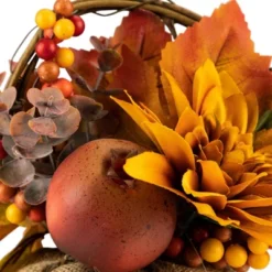 Northlight 9" Mixed Autumn Harvest Flora In A Pumpkin Basket Decoration -Northlight GUEST d0180d8e ce57 4aca 9fd4 14d2443f2935