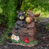 Northlight 9.75" Black Bear And Moose "Welcome" Outdoor Garden Statue -Northlight GUEST d22f7f7e b467 4956 9a99 f5e6459c9b52