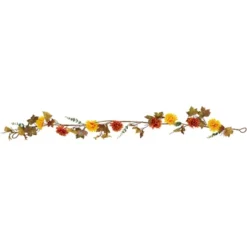 Northlight 5.5' X 6" Autumn Harvest Orange And Yellow Mums With Maple Leaves Garland - Unlit -Northlight GUEST d2928932 d020 4e7c 9193 d90ed6b38134