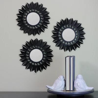 Northlight Set Of 3 Floral Sunburst Matte Black Round Mirrors 9.5 5 Northlight Set Of 3 Floral Sunburst Matte Black Round Mirrors 9.5 - Image 3
