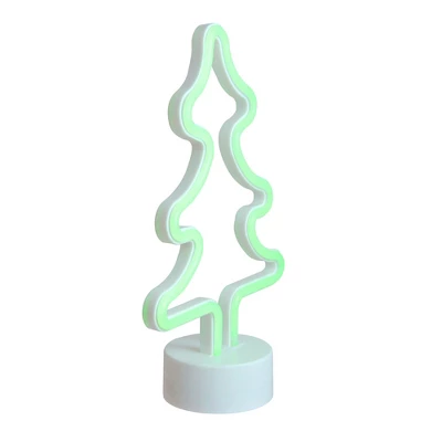 Northlight 11" Battery Operated Neon Style LED Christmas Tree Table Light - Green 5 Northlight 11" Battery Operated Neon Style LED Christmas Tree Table Light - Green - Image 3
