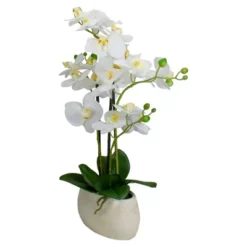 Northlight 22" Artificial White And Yellow Orchid Plant With A White Oval Pot Tabletop Decor -Northlight GUEST d72b401d b0f0 4967 b800 eb317c12ce12