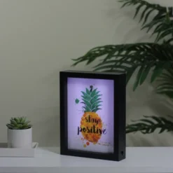 Northlight 9” LED Lighted 'Stay Positive' Pineapple Framed Light Box -Northlight GUEST e000a12e 4f85 44ae bf25 42ddc11f3e4f