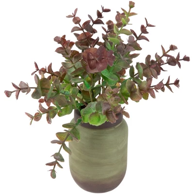 Northlight Real Touch™ Two-Toned Spring Eucalyptus Leaves Artificial Plant In Ceramic Pot 10" 4 Northlight Real Touch™ Two-Toned Spring Eucalyptus Leaves Artificial Plant In Ceramic Pot 10" - Image 2