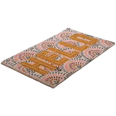 Northlight Brown And Pink "Hello" Floral Coir Outdoor Doormat 18" X 30" 6 Northlight Brown And Pink "Hello" Floral Coir Outdoor Doormat 18" X 30" - Image 4