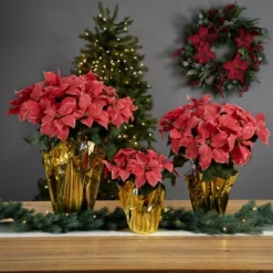Northlight 20" Dark Pink Artificial Christmas Poinsettia With Gold Wrapped Base 8 Northlight 20" Dark Pink Artificial Christmas Poinsettia With Gold Wrapped Base -Northlight GUEST e447550f 0d5b 4453 87a3 b8ca88b5d458