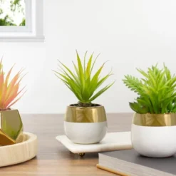 Northlight 7" Potted Green Artificial Sword Grass Plant