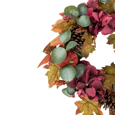 Northlight Orange And Burgundy Fall Harvest Artificial Floral And Pinecone Wreath, 22-Inch 4 Northlight Orange And Burgundy Fall Harvest Artificial Floral And Pinecone Wreath, 22-Inch - Image 2