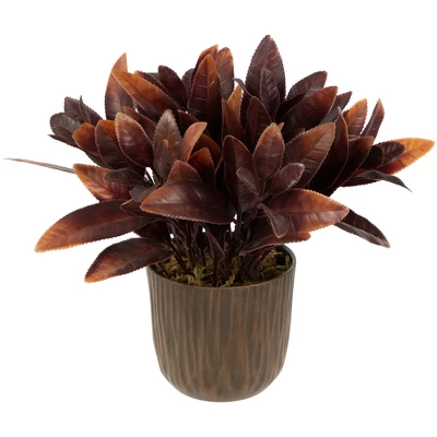Northlight 8" Two-Tone Artificial Foliage Plant In A Textured Lined Pot 4 Northlight 8" Two-Tone Artificial Foliage Plant In A Textured Lined Pot - Image 2
