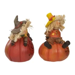 Northlight Set Of 2 Scarecrow On A Pumpkin Thanksgiving Table Figures -Northlight GUEST eab83d74 991b 4b95 8b59 b0a85c74c93f