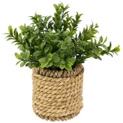 Northlight 7" Artificial Milan Leaf Bush In Rattan Basket -Northlight GUEST eccfcdbd fd6e 4a93 904f 86499c7f7f5a