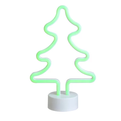 Northlight 11" Battery Operated Neon Style LED Christmas Tree Table Light - Green 4 Northlight 11" Battery Operated Neon Style LED Christmas Tree Table Light - Green - Image 2
