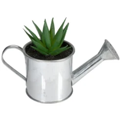 Northlight 4.25" Aloe Vera Succulent In Watering Can Artificial Potted Plant - Green/Silver -Northlight GUEST f0fd9e3d 8f54 40d9 a2f5 af399205fb11