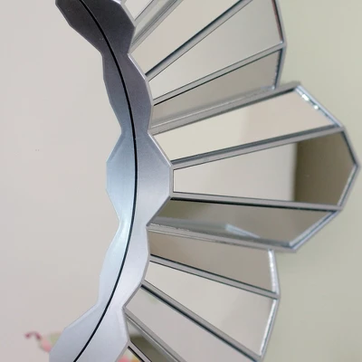 Northlight 25" Silver Matte Sunburst Wave Glass Round Wall Mirror 4 Northlight 25" Silver Matte Sunburst Wave Glass Round Wall Mirror - Image 2