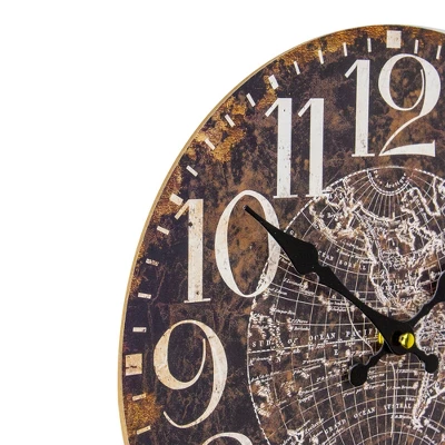 Northlight 12" Battery Operated Round Wall Clock With World Globe Design 5 Northlight 12" Battery Operated Round Wall Clock With World Globe Design - Image 3