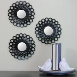 Northlight Set Of 3 Round Black Cascading Angular Orbs Mirrors 9.5" -Northlight GUEST f7c85b26 c46c 42cb 892d 447886c1c4b5