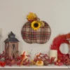 Northlight 14" Orange And Brown Plaid Fall Harvest Pumpkin Wall Decor -Northlight GUEST f7cacea3 6533 42da 90c6 a72ff067926e