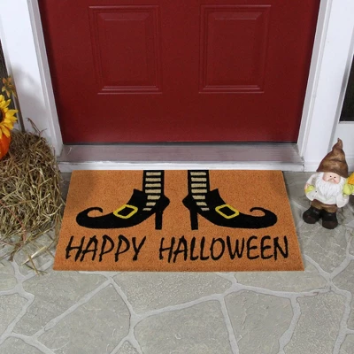 Northlight Wicked Witch Shoes "Happy Halloween" Coir Doormat 18" X 30" 4 Northlight Wicked Witch Shoes "Happy Halloween" Coir Doormat 18" X 30" - Image 2